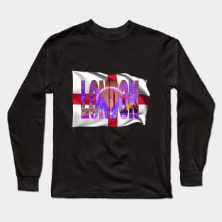 LONDON - London Eye Christmas Lights & Flag Long Sleeve T-Shirt